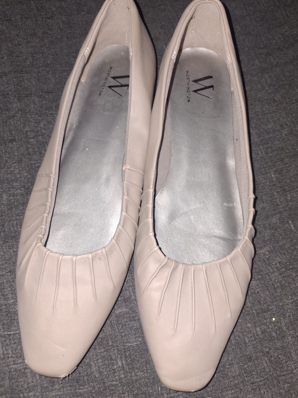 Worthington Light Blush Pleated Leather Ballet Flats